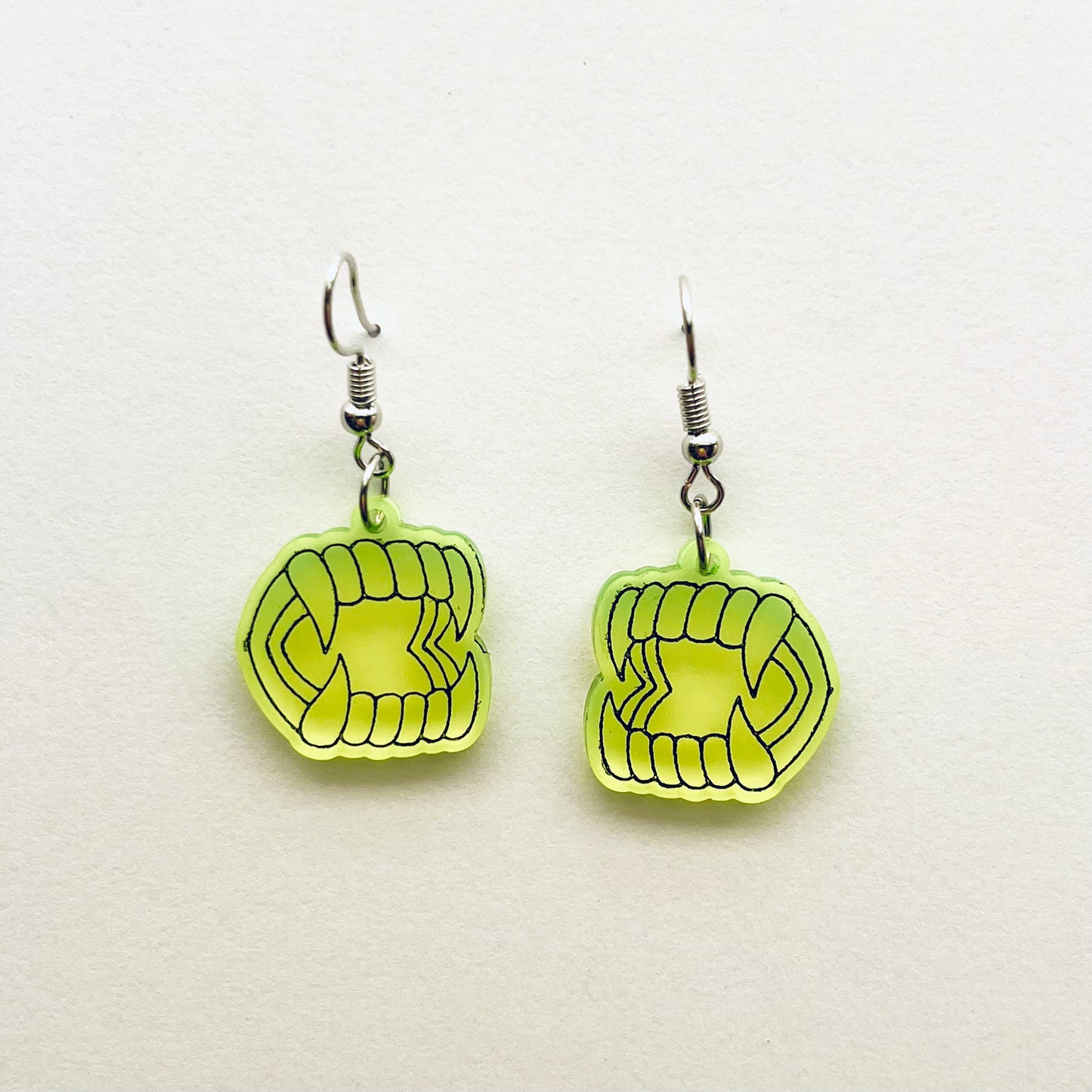 Vampire Teeth Charm Dangles - Translucent Green