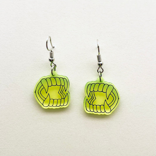 Vampire Teeth Charm Dangles - Translucent Green