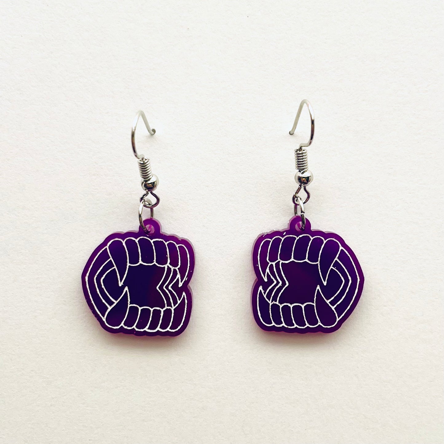 Vampire Teeth Charm Dangles - Purple