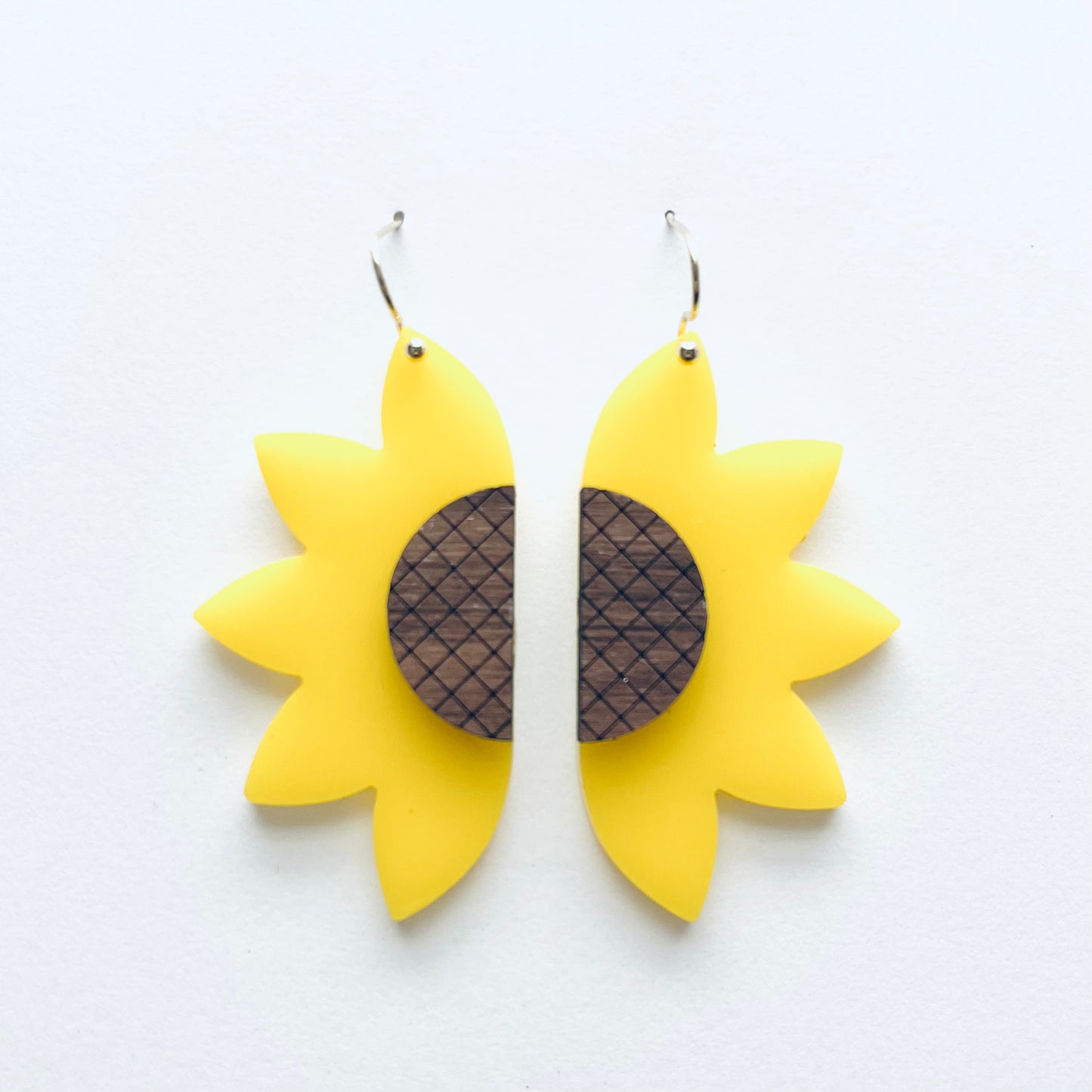Mini Half Sunflower Drop Earrings