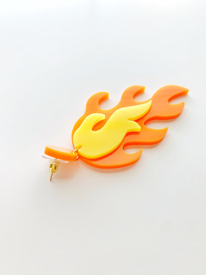 Orange Flame Drop Earrings