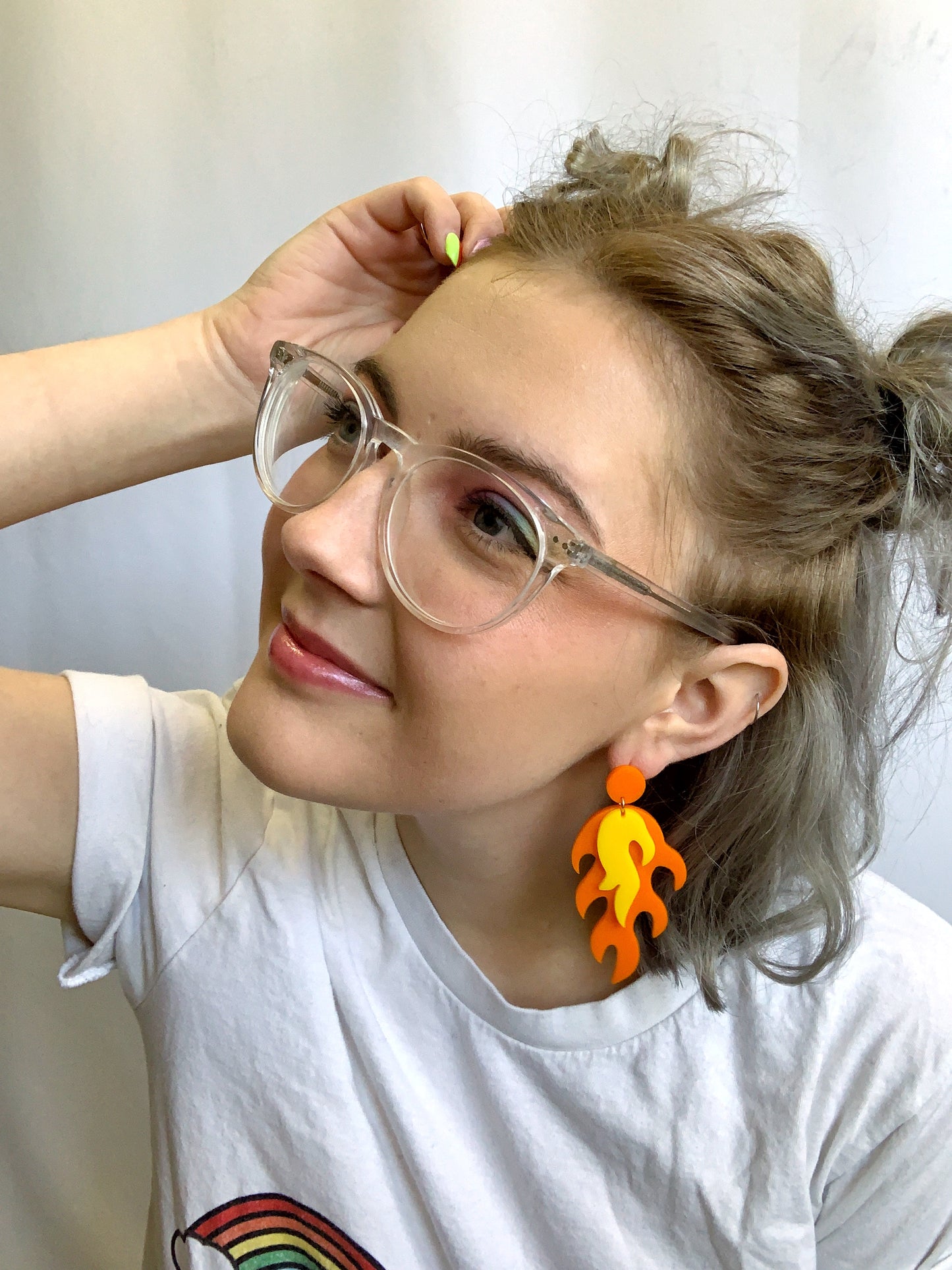 Orange Flame Drop Earrings