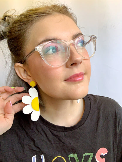 Half Daisy Drop Earrings